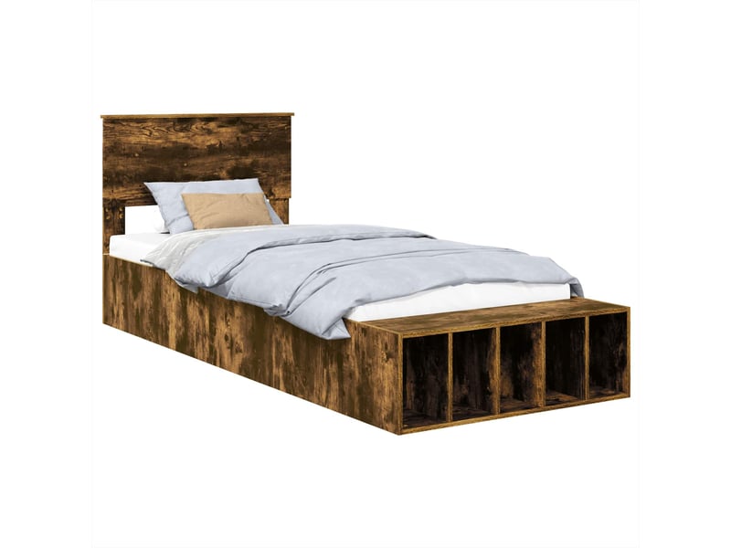  Lit simple- lit adulte -  cadre de lit chêne fumé 100 x 200 cm bois d'ingénierie  - Conforama A