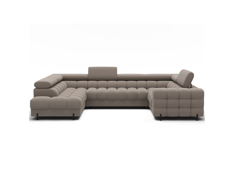  Canapé panoramique convertible factory 3 places beige – angle gauche avec coffre – version 2  - Conforama A