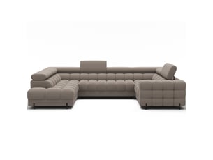 Canapé panoramique convertible factory 3 places beige – angle gauche avec coffre – version 2