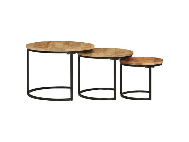  Tables gigognes 3 pcs | table de salon bois de manguier massif brut  - Conforama C