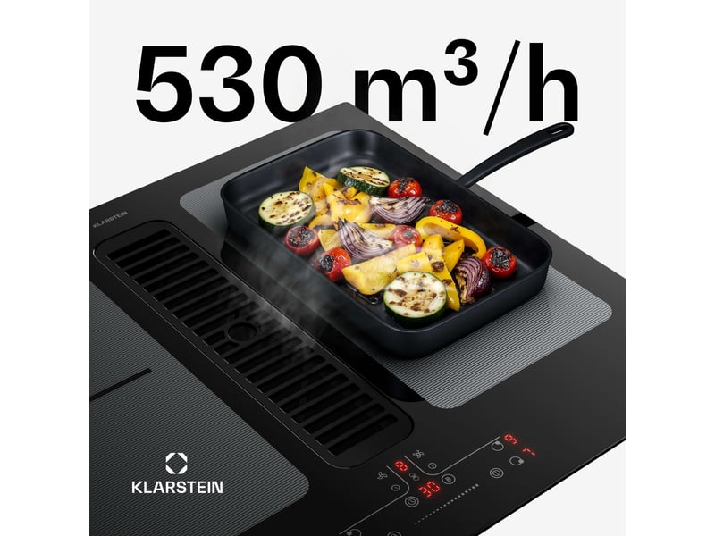 Klarstein full house plaque à induction avec hotte aspirante 4 zones 7335 w 530 m³h 60 cm noir - Conforama D