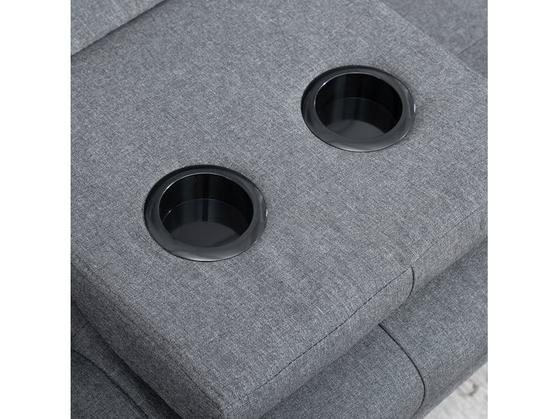  Canapé-lit tcqpz 3 places 181 x 77 x 78 cm gris foncé polyester avec table rabattable et porte-gobelets  - Conforama E