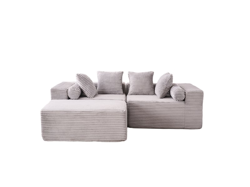  Canapé modulable, canapé de salon, gris, pour salon, chambre, en tissu chenille, format adapté au salon, pour intérieur  - Conforama D