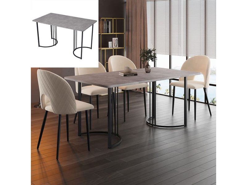  Table à manger moderne 140x80cm - plateau marbre gris mdf - pieds métal adjustables - pour 6 personnes - idéale salonsalle à manger 140x80x75cm - Conforama B