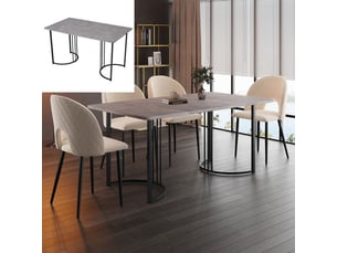 Table à manger moderne 140x80cm - plateau marbre gris mdf - pieds métal adjustables - pour 6 personnes - idéale salonsalle à manger