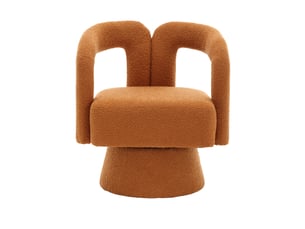 Fauteuil crapaud pivotant 360° 67x55x74cm – fauteuil tonneau lounge au design évidé avec socle en métal – tissu bouclé - orange
