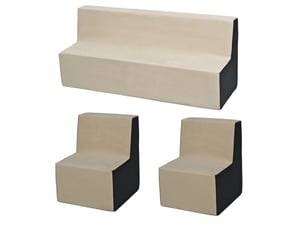 Ensemble de meubles chambre enfant: 2xfauteuil+canapé beige-gris