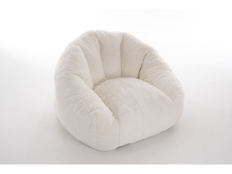  Pouf adulte avec dossier 123 x 111 x 75 cm, revêtement doux en polyester, mousse haute densité, blanc  - Conforama A