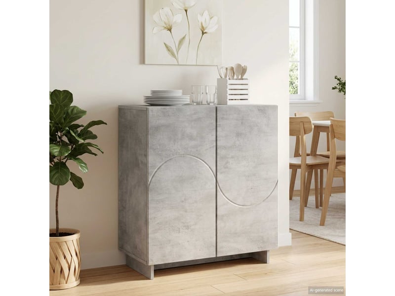 Buffet salon, buffet de rangement gris béton 67x34,5x75 cm bois d'ingénierie - Conforama B