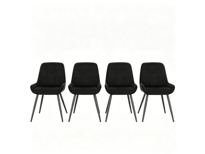  Lot de 4 chaises de salle à manger 52.5×43×81.5cm, noir, métal, pieds réglables, assise confortable, dossier incurvé  - Conforama A