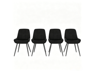 Lot de 4 chaises de salle à manger 52.5×43×81.5cm, noir, métal, pieds réglables, assise confortable, dossier incurvé