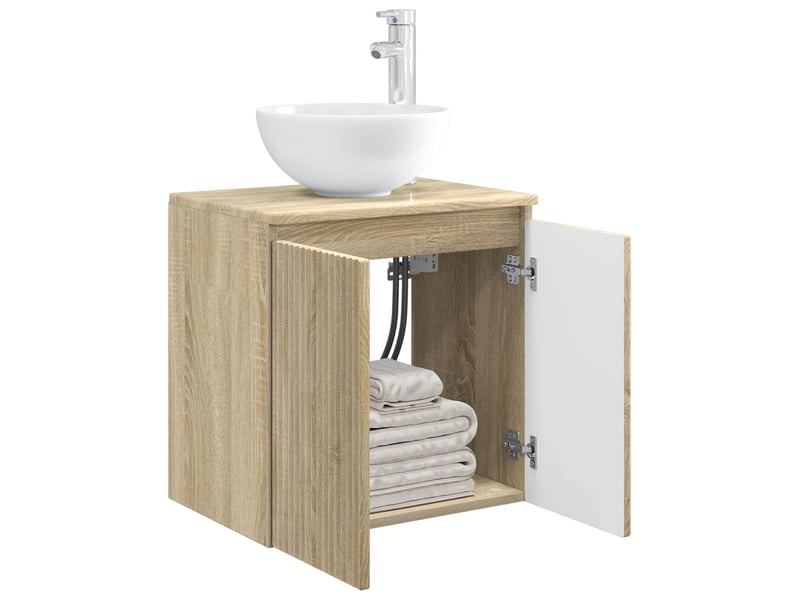  Vanité de lavabo mural, meuble de rangement chêne sonoma 49.5x41x64.5 cm shl4647  - Conforama C