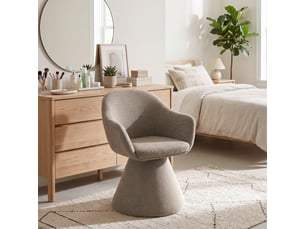 Chaise de salle à manger pivotante 360° design cocon – goeurvant, tissu effet lin, rembourré, sable