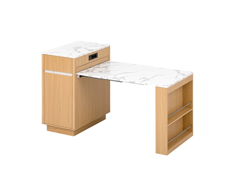  Îlot de cuisine extensible sur roulettes avec led et prises coloris naturel DE000047AAN - Conforama A
