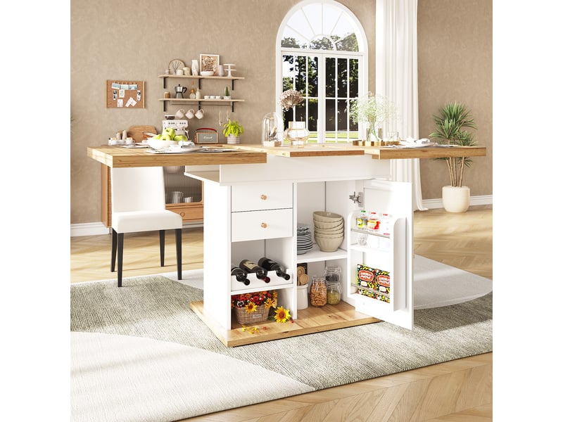  Table de séjour rectangulaire avec allonge blanc - 80x110-140max.cm mdf table blanc - Conforama E