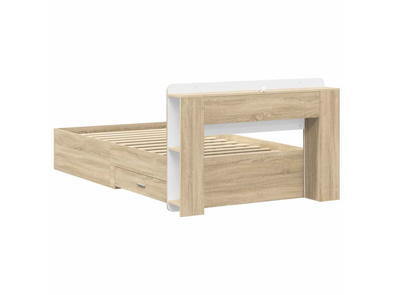  Lit simple- lit adulte -  cadre de lit avec rangement chêne sonoma 100 x 200 cm  - Conforama D