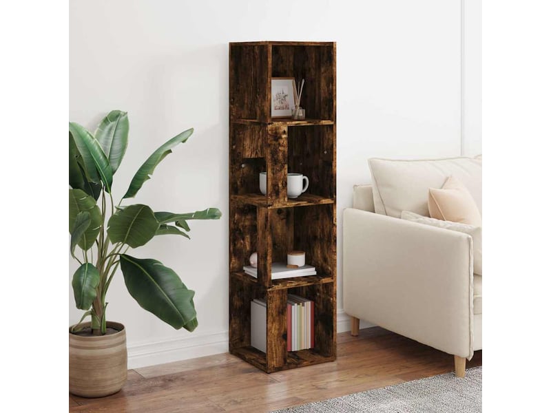  Armoire de rangement, armoire d'angle chêne fumé 33x33x132 cm bois d'ingénierie  - Conforama C