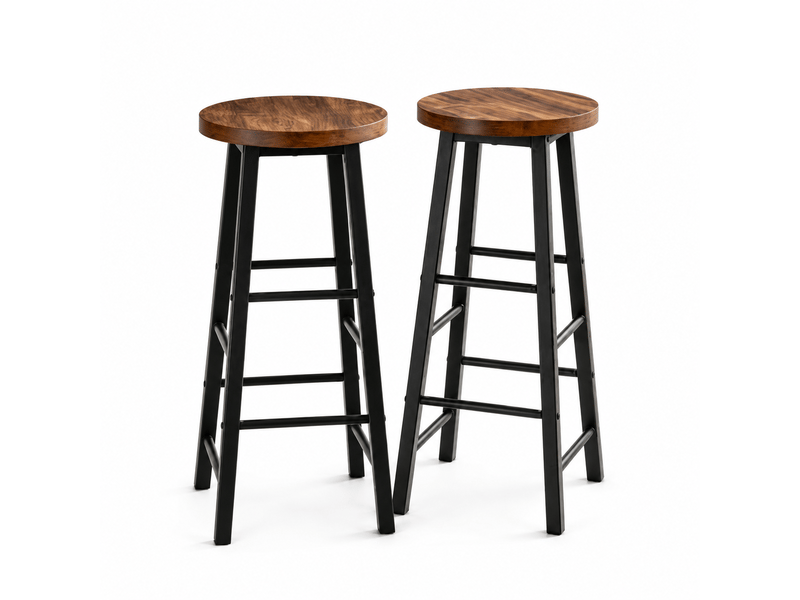  Tabourets de bar - lot de 2 - hauteur cuisine haute - style bistrot - repose-pieds  - Conforama A