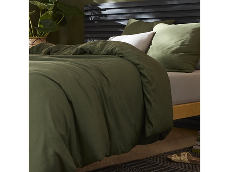  Parure de lit 240x260 cm lin métis kaki PD25516 - Conforama B