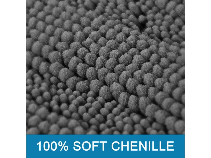  Tapis de baintapis de bain, gris, 43*61cm + 51*81cm, ensemble de 2 pièces, tapis de sol en chenille extra épais, antidérapant  - Conforama B