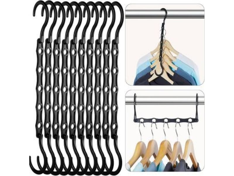  Lot de 20 cintres magiques robustes noirs pour organiseurs de placards et rangement pour vêtements lourds, dortoir, chambre à coucher, maison, camping-car, voiture  - Conforama A