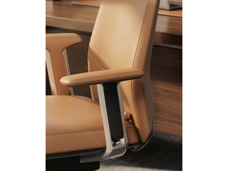  Chaise de bureau,67x63,5x100 cm,inclinable jusqu’à 127°,cuir,marron  - Conforama E