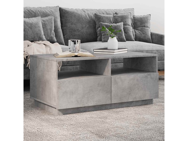  Table basse | table d'appoint salon avec lumières led gris béton 90x49x40 cm  - Conforama B