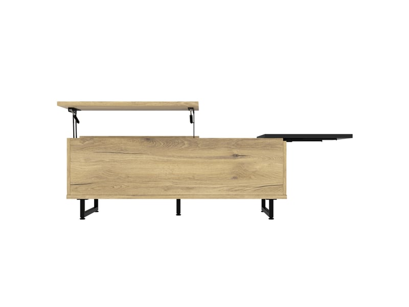  Table basse 106,5x50x27,5 cm plateau relevable naturel et noir  - Conforama D