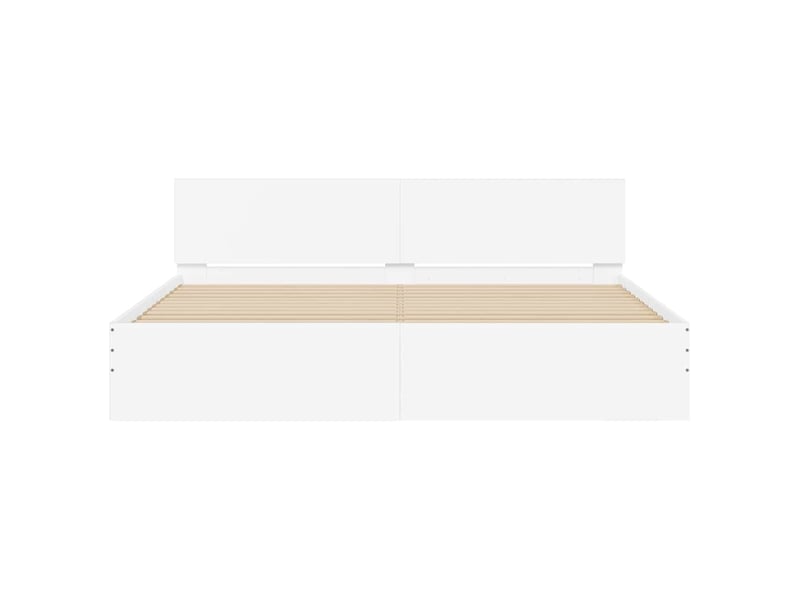  Lit double- lit adulte -  cadre de lit sans matelas blanc 200x200 cm  - Conforama D