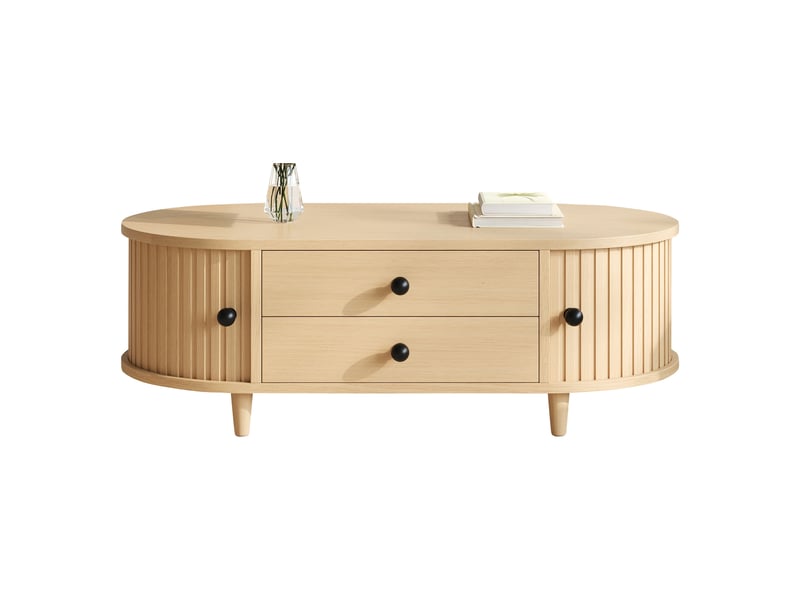 Table d'appoint 100 x 50 cm en mdf avec rangements coulissants - Conforama D