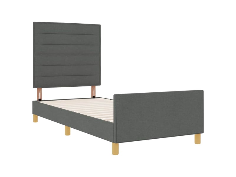  Lit simple- lit adulte -  cadre de lit avec tête de lit gris foncé 100 x 200 cm tissu  - Conforama C