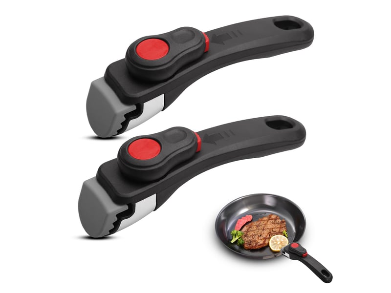 Poignée amovible universelle - manche verrouillage et bouche denté - manche détachable pour casseroles et poêles, supporte 5 kg (noir) (2) - Conforama A