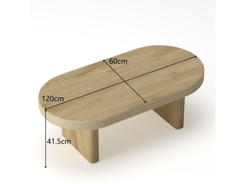  Table basse ovale 120x60x41,5 cm mdf naturelle  - Conforama C