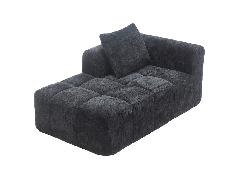  Canapé droit fixe 1 place tissu noir canapé compressible - Conforama A