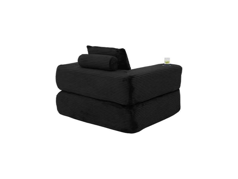  Canapé convertible velours côtelé mousse hd ressorts poche latérale porte-gobelet accoudoir zippé  - Conforama D