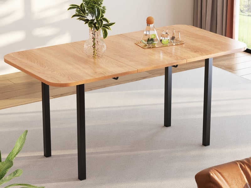  Table de salle à manger extensible marron 120-160 cm – plateau effet bois, structure robuste  - Conforama B