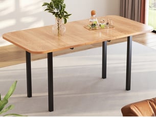 Table de salle à manger extensible marron 120-160 cm – plateau effet bois, structure robuste