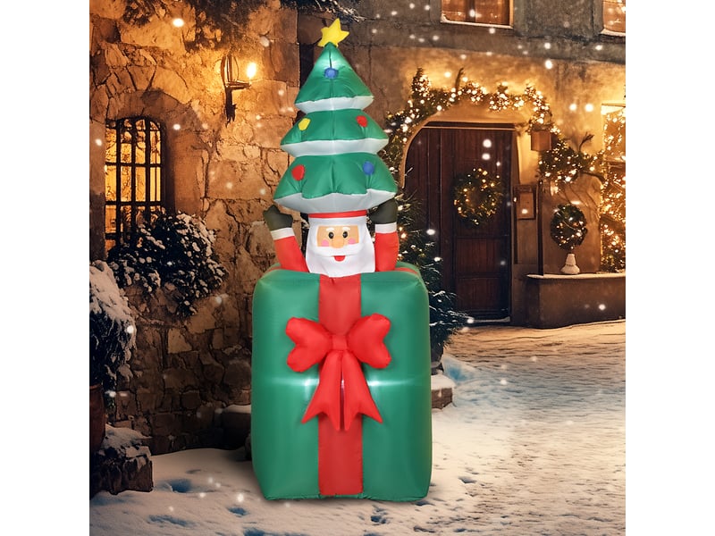  Décoration de noël gonflable avec lumières led, en polyester, pour une utilisation intérieure et extérieure, rouge et verte  - Conforama C
