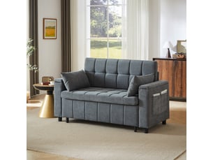Canapé droit fixe <strong></strong> <strong></strong> 2 places Tissu gris avec coffre de rangement