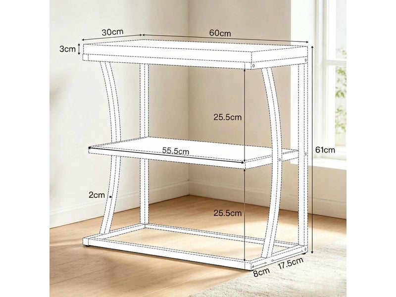  Table d'appoint 3 niveaux en mdf et métal coloris noir et marron 60x30x61 cm T5828P582968 - Conforama C