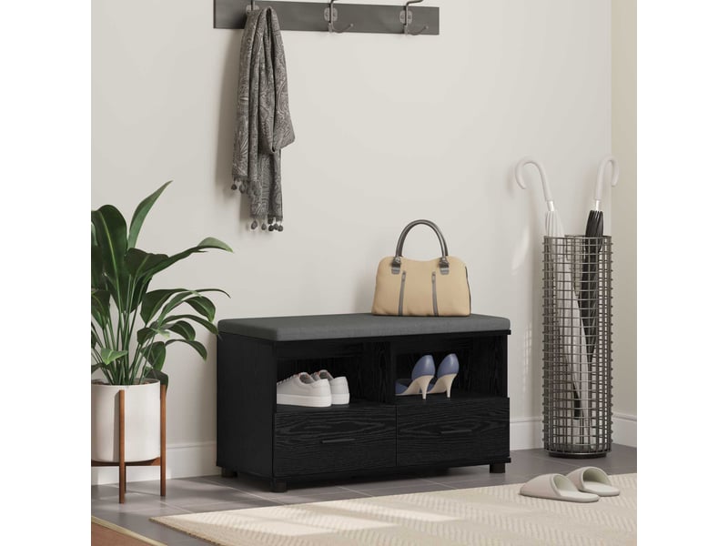  Banc d'entrée, banc interieur chêne noir 80x38x46 cm  - Conforama B