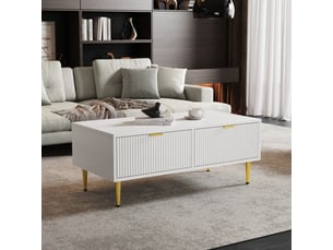 Table basse rectangulaire coloris blanc <strong>KORFEE</strong> <strong></strong> - 50 cmx100 cm