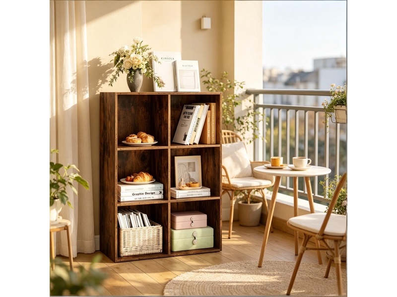  Bibliothèque cube ouverte, étagère rangement moderne, meuble présentoir et buffet chêne élégant  - Conforama B