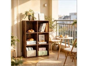 Bibliothèque cube ouverte, étagère rangement moderne, meuble présentoir et buffet chêne élégant