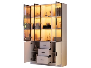 Vitrine coloris blanc 10 étagère(s) OKWISH  - 120 cmx200 cm