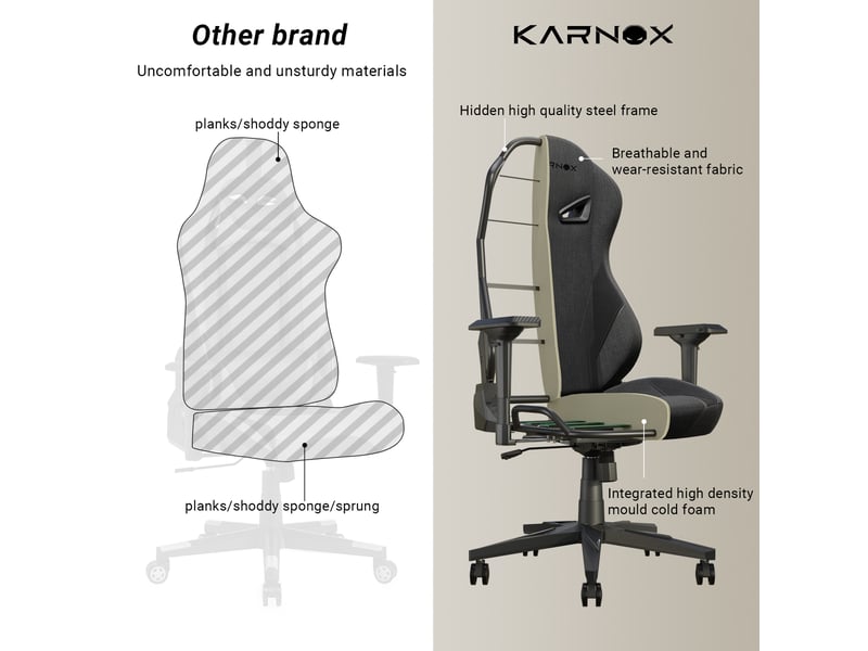  Chaise gaming ergonomique en tissu gris foncé, dossier haut, appuie-tête et soutien lombaire, inclinable à 155° avec verrouillage  - Conforama D