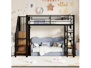 Lit mezzanine 90x200 cm VIVRYN coloris noir