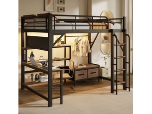 Lit mezzanine 140x200 cm <strong>HAUSS SPOLE</strong> <strong></strong> coloris noir