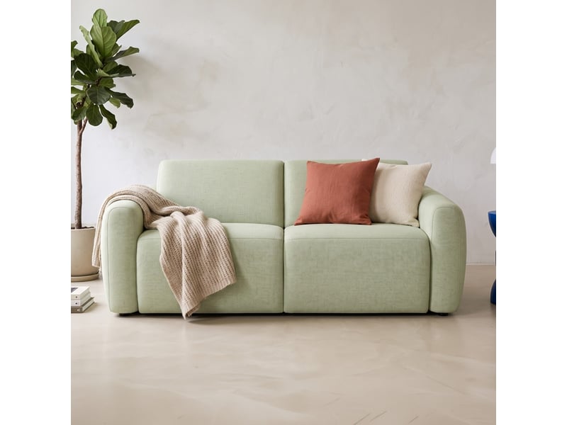 Canapé droit convertible 3 places en tissu chenille vert sauge - ouverture express - suzie Suzie - Conforama C