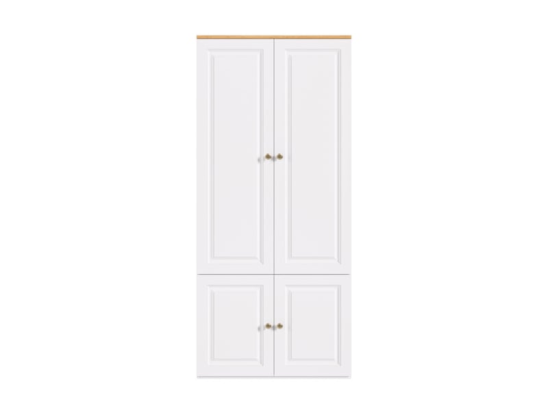  Grande armoire haute à portes battantes, 90 x 50 x 200 cm, avec 2 tringles et 4 étagères, design moderne pour chambre, blanc  - Conforama A